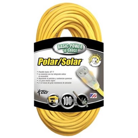 Southwire SJEOW Extension Cord, 16 AWG, Outdoor, 16/3, 1 Outlets, Yellow, 100 ft 172-01289